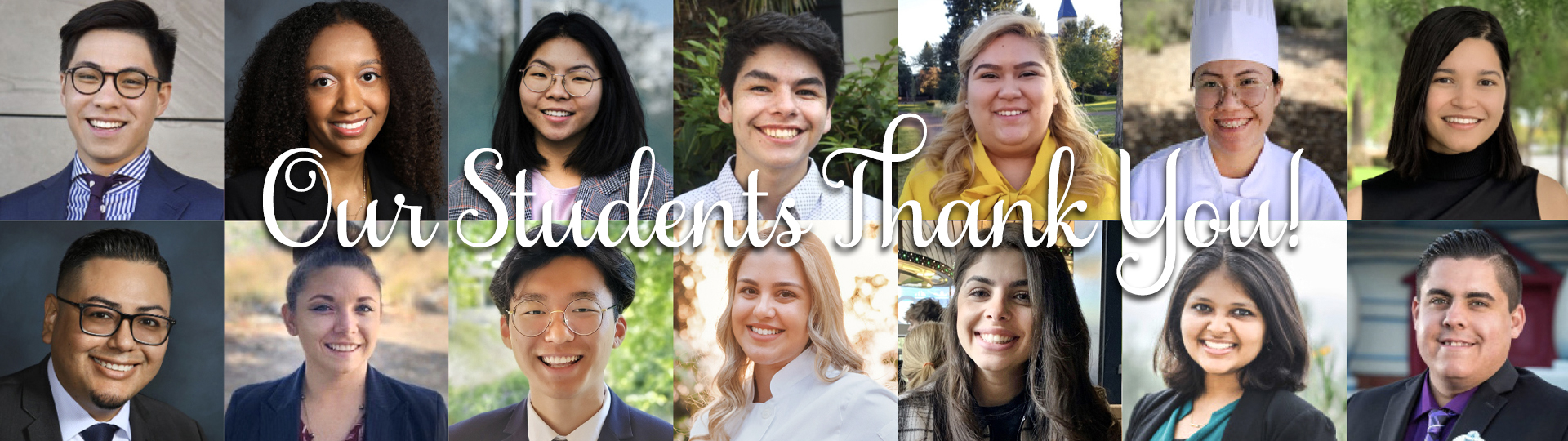 Photo of smiling hospitality students.